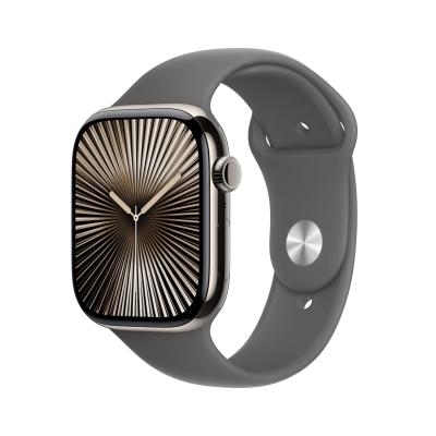 Apple Watch Series 10 [GPS + Cellular 46 mm] Smartwatch with Natural Titanium Case with Stone Grey Sport Band- S/M. Fitness Tracker, ECG App, Always-On Retina Display, Water Resistant