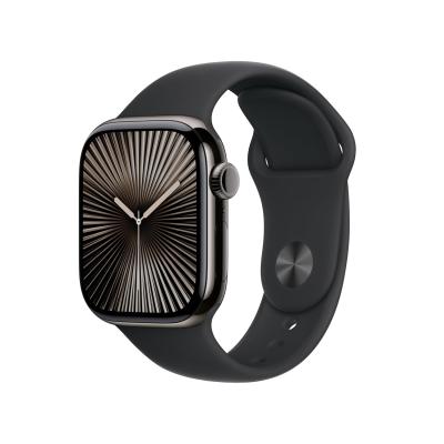 Apple Watch Series 10 [GPS + Cellular 42 mm] Smartwatch with Slate Titanium Case with Black Sport Band- M/L. Fitness Tracker, ECG App, Always-On Retina Display, Water Resistant