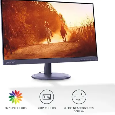 Lenovo 60.45 cm (24 inch) Full HD VA Panel 3-Side Near Edgeless with TUV Eye Care Monitor (D24-20/D24-40)  (Response Time: 4 ms, 75 Hz Refresh Rate)