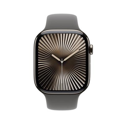 Apple Watch Series 10 [GPS + Cellular 46 mm] Smartwatch with Natural Titanium Case with Stone Grey Sport Band- S/M. Fitness Tracker, ECG App, Always-On Retina Display, Water Resistant