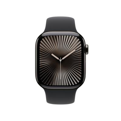 Apple Watch Series 10 [GPS + Cellular 42 mm] Smartwatch with Slate Titanium Case with Black Sport Band- M/L. Fitness Tracker, ECG App, Always-On Retina Display, Water Resistant