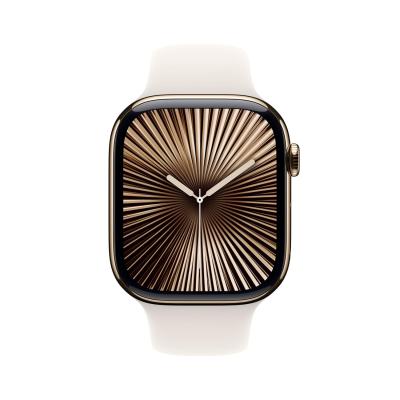 Apple Watch Series 10 [GPS + Cellular 46 mm] Smartwatch with Gold Titanium Case with Starlight Sport Band- S/M. Fitness Tracker, ECG App, Always-On Retina Display, Water Resistant